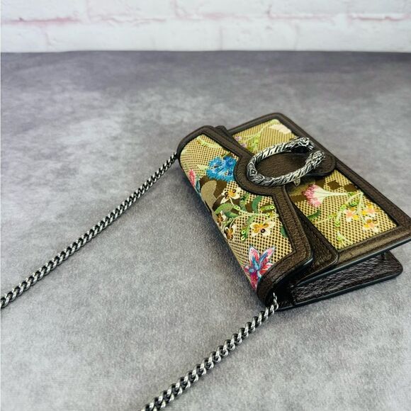 Gucci Sequin Dionysus Jumbo Gg Super Mini Floral Embroidered Chain Crossbody Bag - Picture 7 of 13